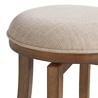 Natural Linen Barrel Base Swivel Counter Stool Set