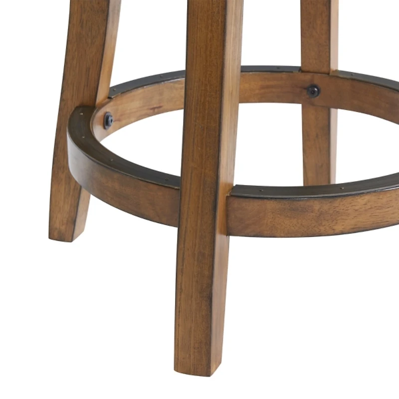 Natural Linen Barrel Base Swivel Counter Stool Set