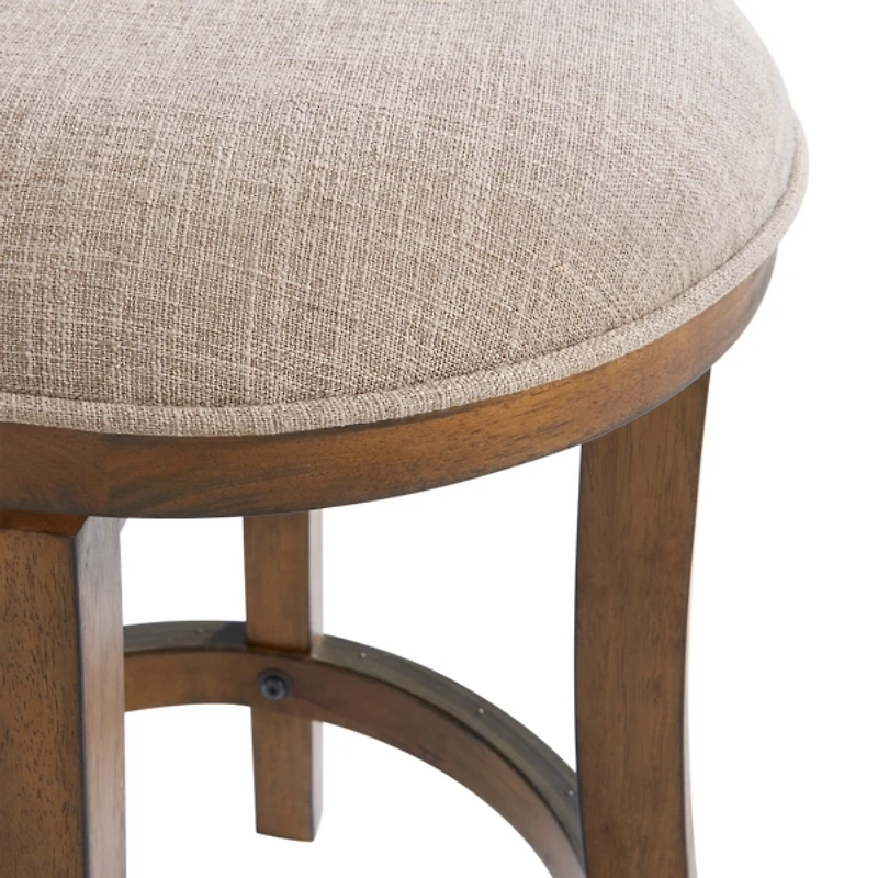 Natural Linen Barrel Base Swivel Counter Stool Set