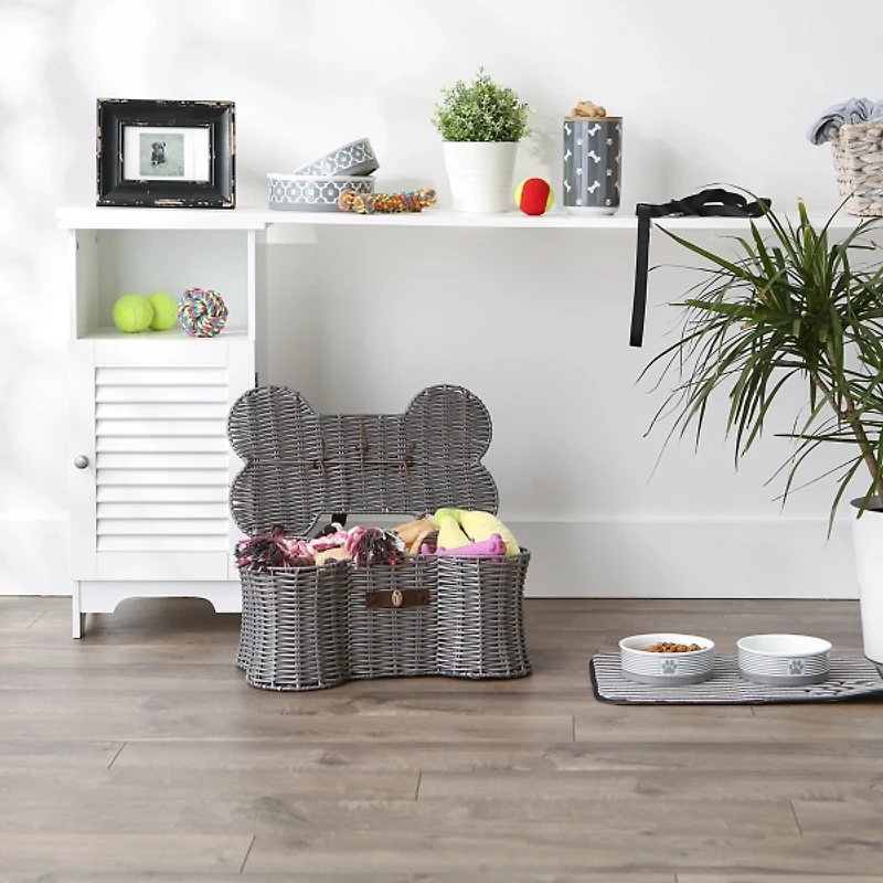 Gray Woven Bone Shaped Basket, 17 in.