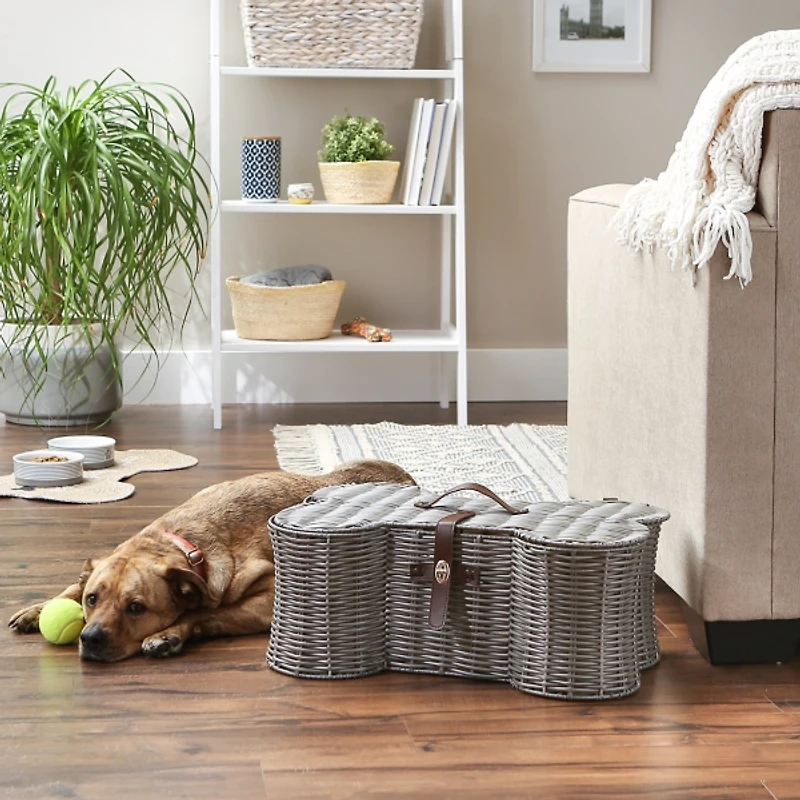 Gray Woven Bone Shaped Basket, 21 in.