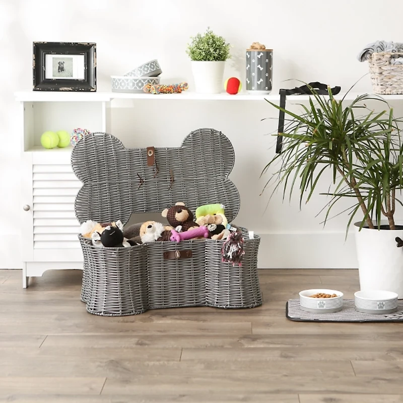 Gray Woven Bone Shaped Basket, 24 in.