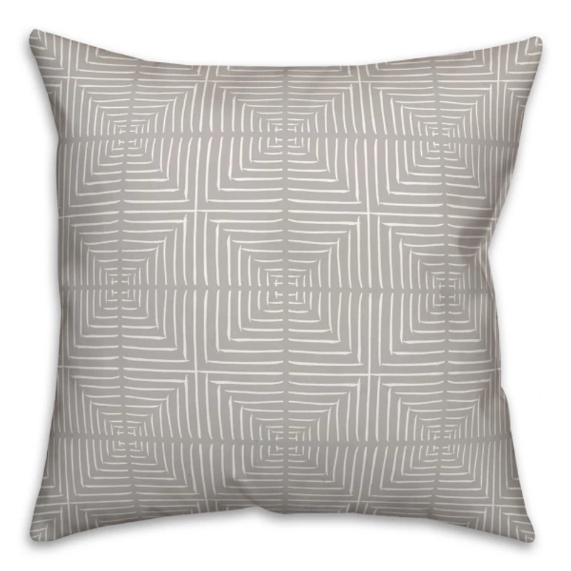 Gray Geometric Indoor/Outdoor Pillow