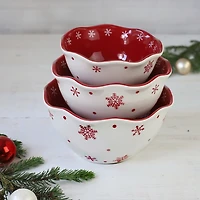 Red and White Nesting Christmas Bowls, Set of 3