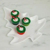 White Christmas Tree & Snowflakes Serving Platter
