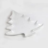 White Christmas Tree & Snowflakes Serving Platter
