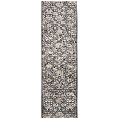 Smokey Blue and Ivory Floral Runner, 2x7