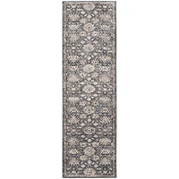 Smokey Blue and Ivory Floral Runner, 2x7