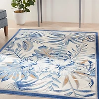 Blue Grand Leaf Coastal Area Rug, 5x7