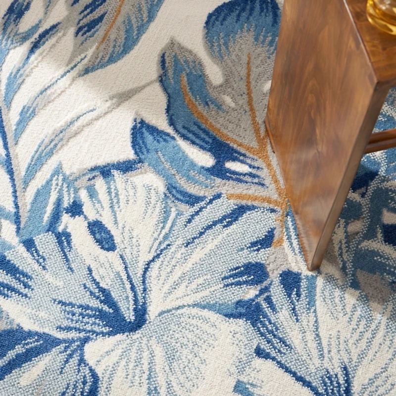 Blue Grand Leaf Coastal Area Rug, 5x7