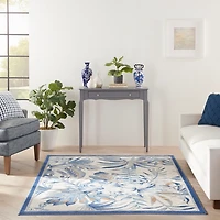Blue Grand Leaf Coastal Area Rug, 5x7