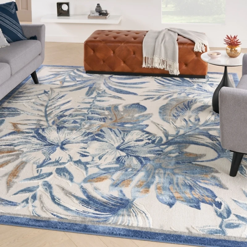 Blue Grand Leaf Coastal Area Rug, 7x9