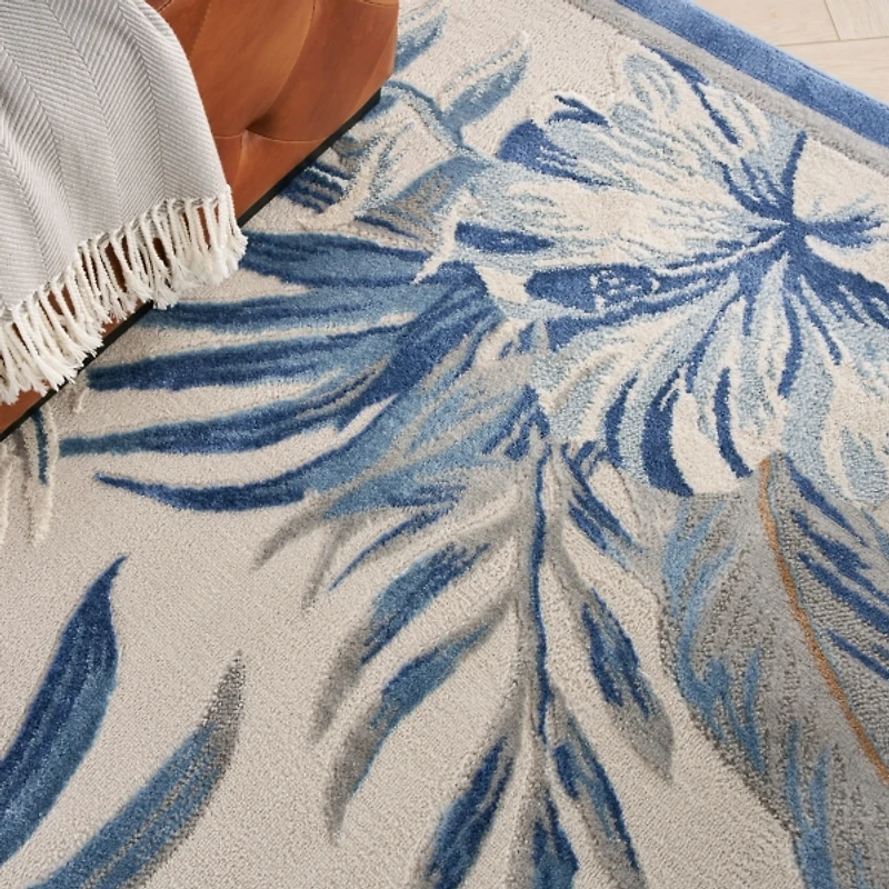 Blue Grand Leaf Coastal Area Rug, 7x9