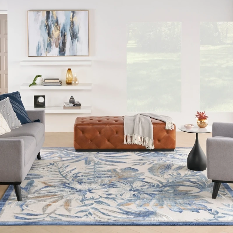 Blue Grand Leaf Coastal Area Rug, 7x9
