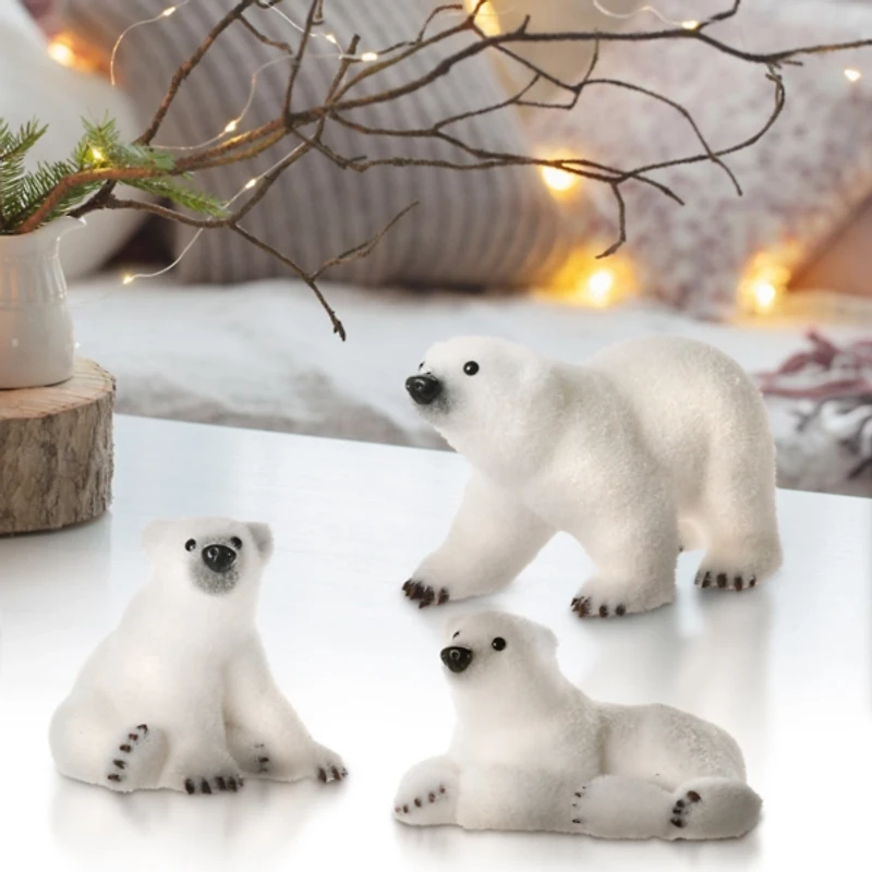 Polar Bear Cub Figurines, Set of 3