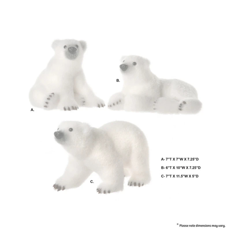 Polar Bear Cub Figurines, Set of 3