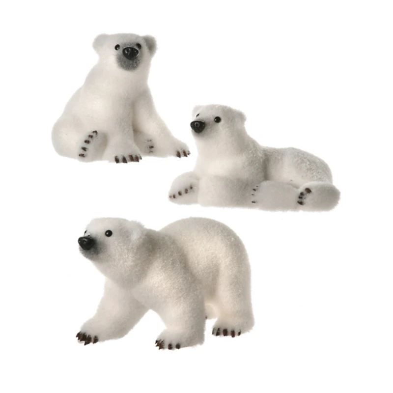 Polar Bear Cub Figurines, Set of 3