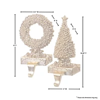 Gilded Tree and Wreath Stocking Holders, Set of 2