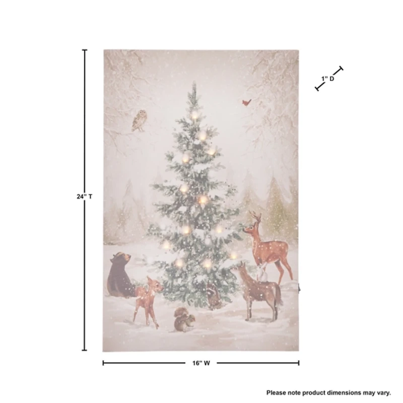 Pre-Lit Woodland Christmas Tree Canvas Art Print