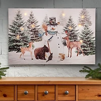 Pre-Lit Woodland Snowman Canvas Art Print