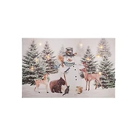 Pre-Lit Woodland Snowman Canvas Art Print