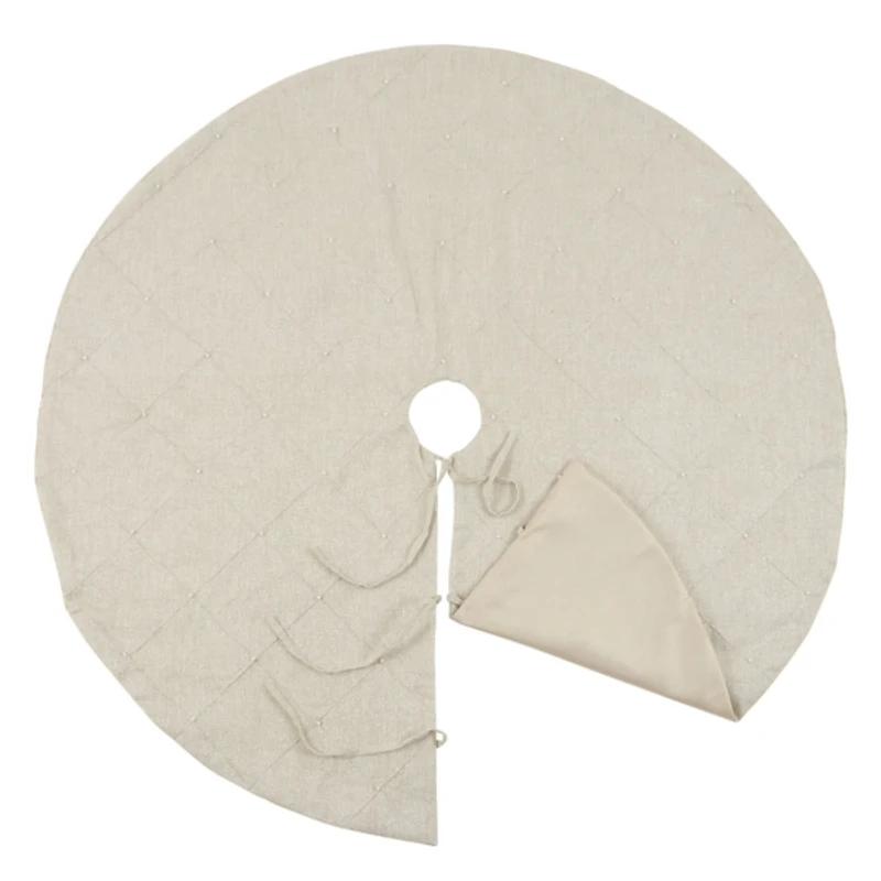 Beige Linen Diamond Stitched Tree Skirt