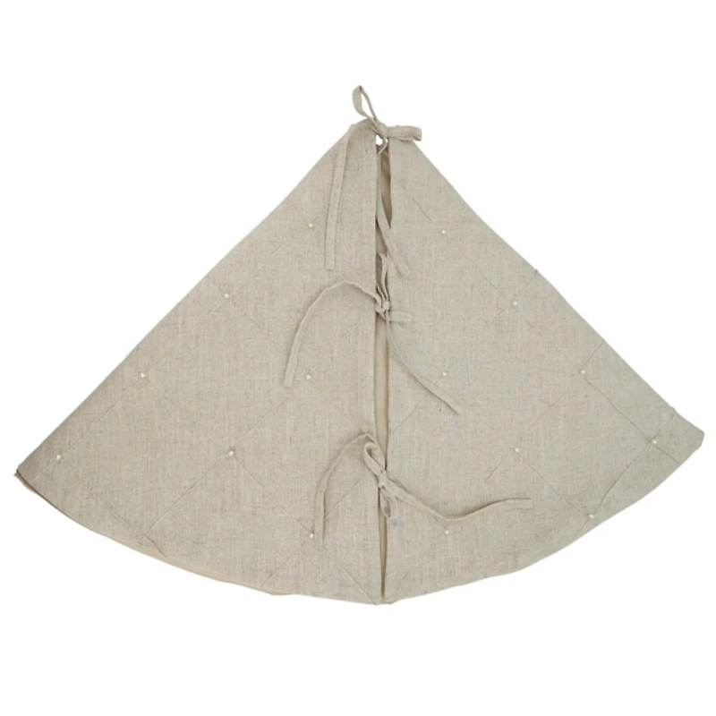 Beige Linen Diamond Stitched Tree Skirt