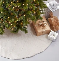 Beige Linen Diamond Stitched Tree Skirt