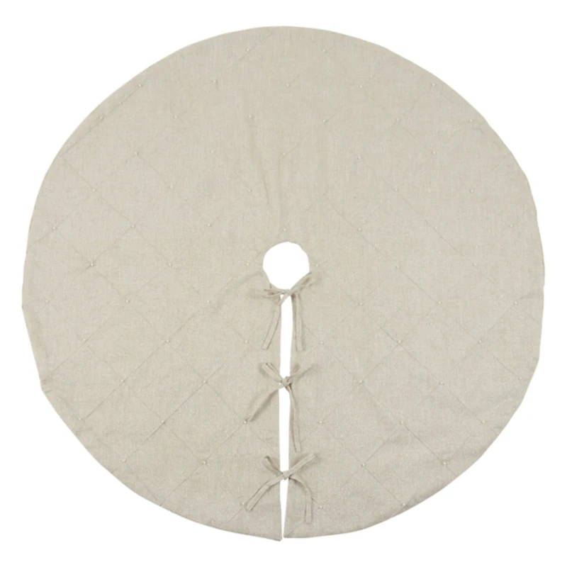 Beige Linen Diamond Stitched Tree Skirt