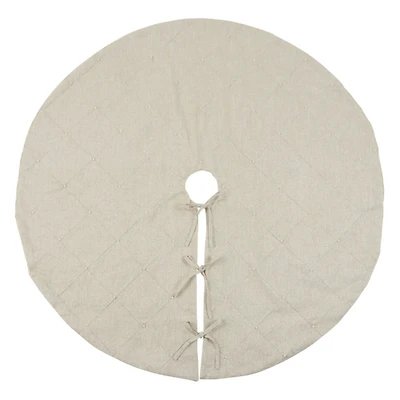 Beige Linen Diamond Stitched Tree Skirt