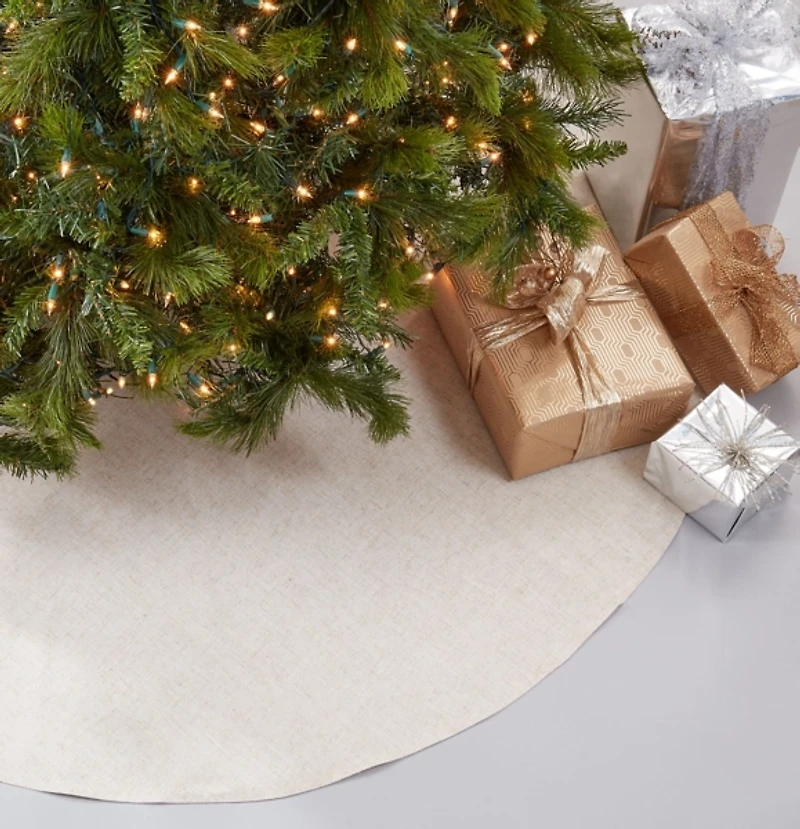 Simple Beige Linen Blend Tree Skirt, 72 in.