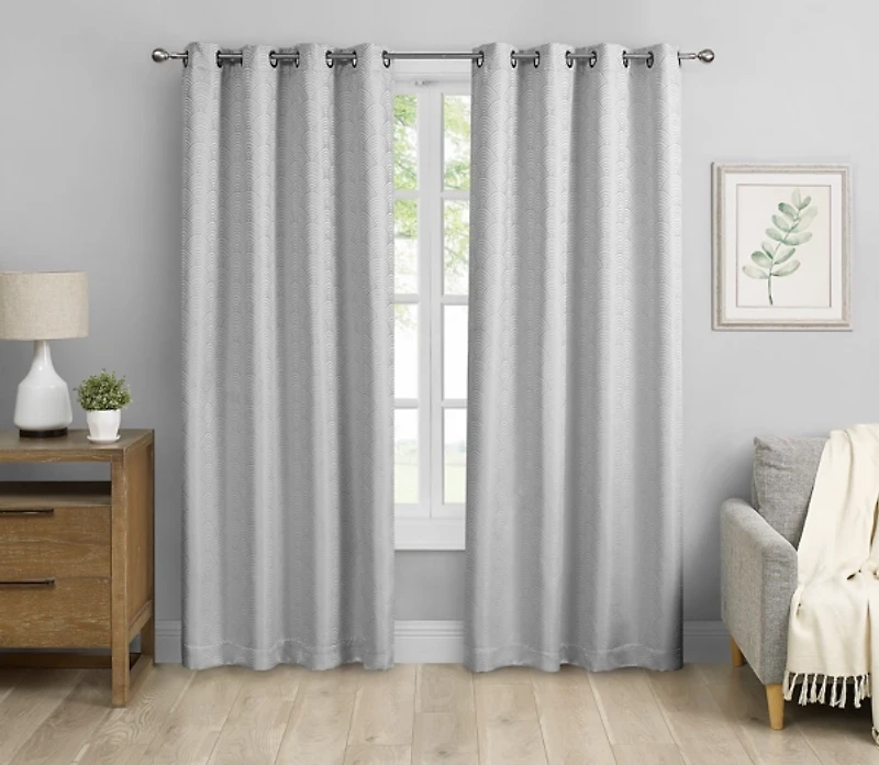 Gray Fans Blackout Curtain Panel Set
