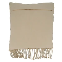 Beige Macrame Design Throw Pillow