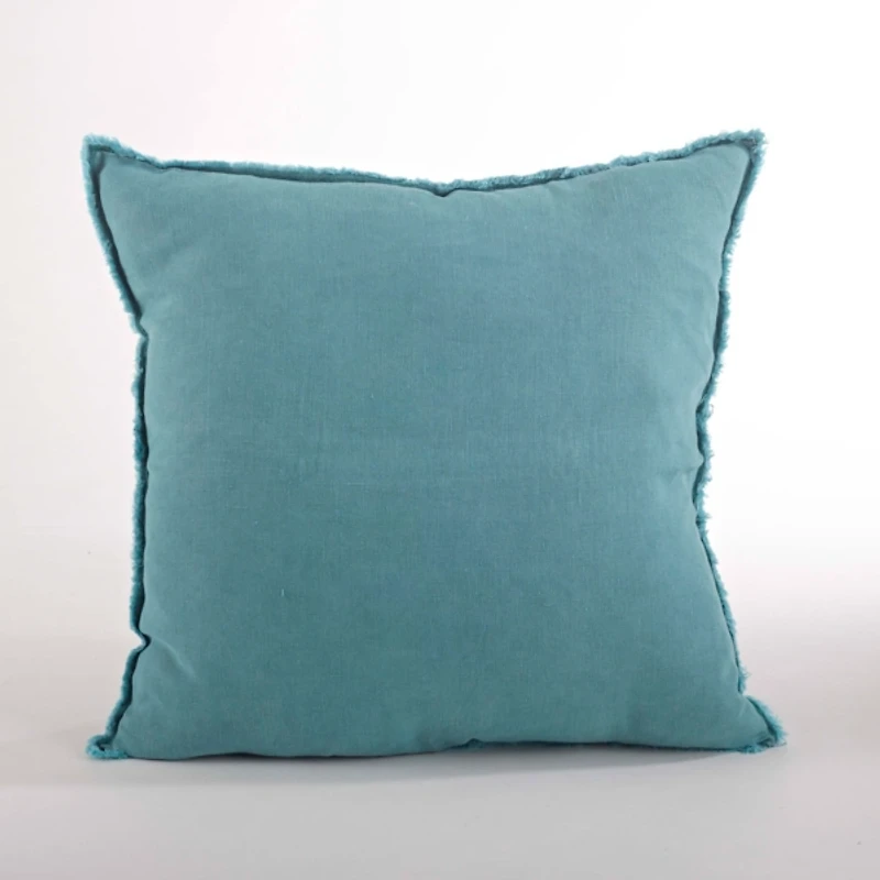 Turquoise Fringed Edge Pillow