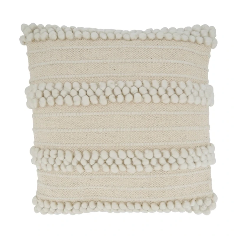 Beige Pom Pom Stripe Pillow