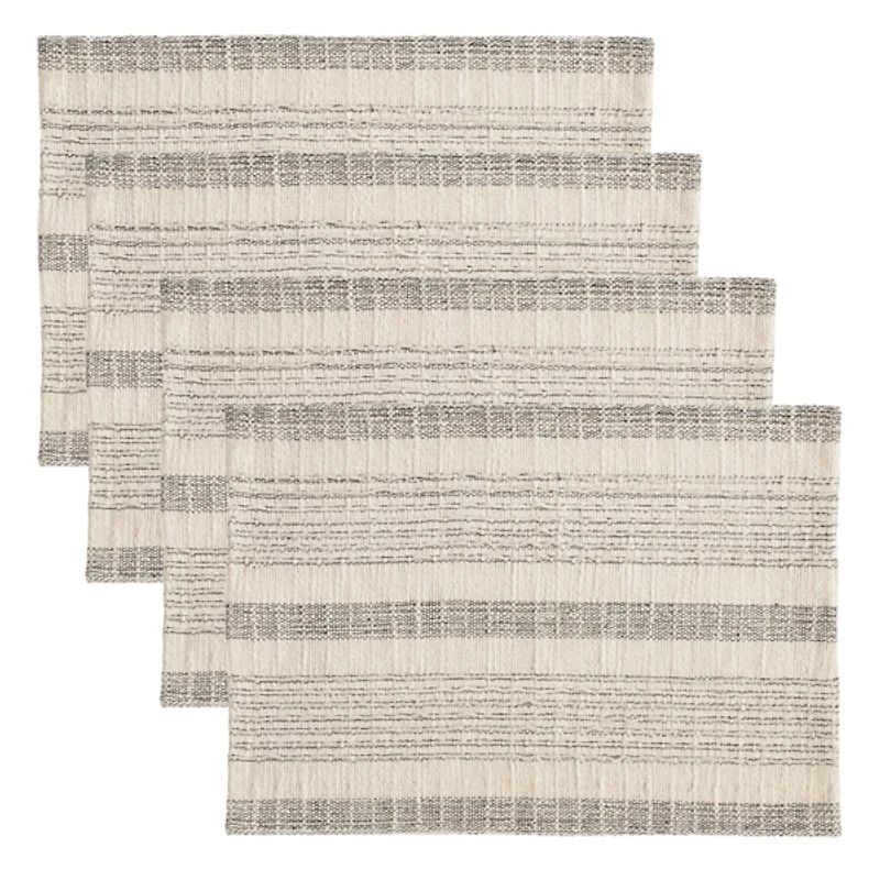 Neutral Striped Woven Placemats, Set of 4