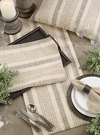 Neutral Striped Woven Placemats, Set of 4