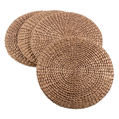 Gold Round Woven Rattan Placemats, Set of 4