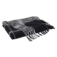 Black and White Plaid Fringed Throw