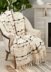 Black Gray Dot Striped Throw Blanket