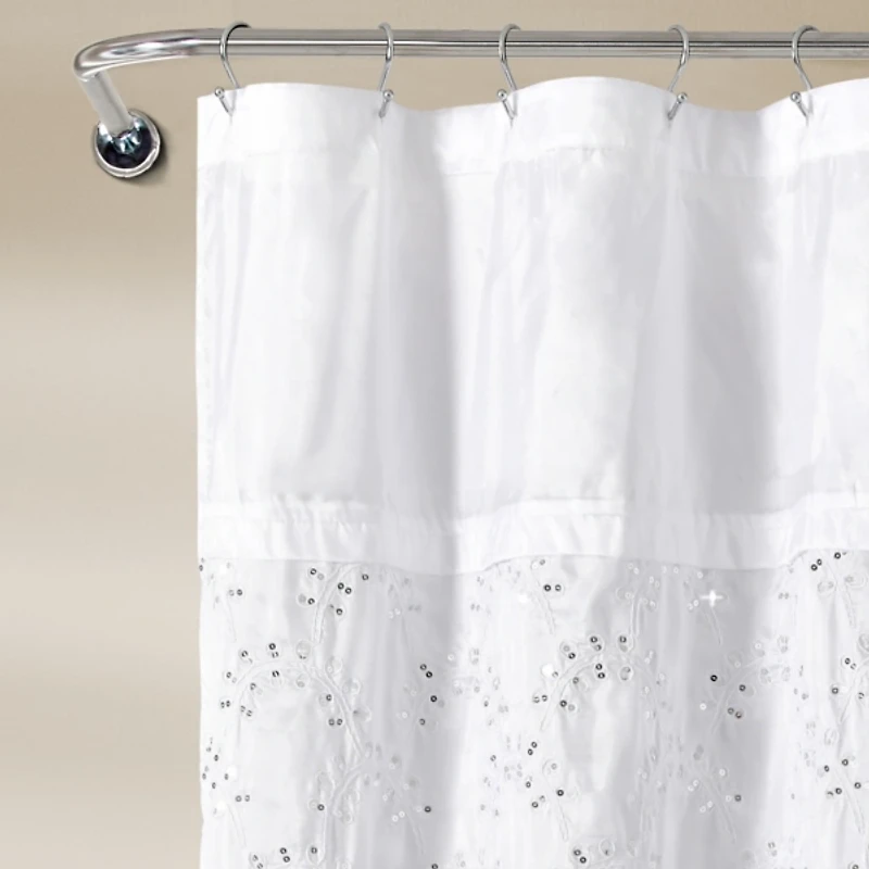 White Sequined Shower Curtain