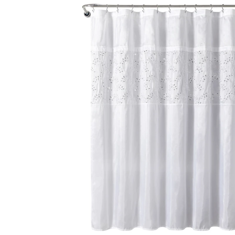 White Sequined Shower Curtain