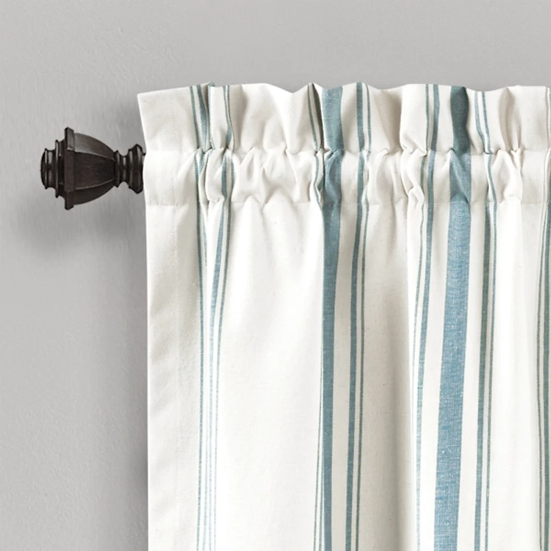 Blue and White Farmhouse Stripe Valance