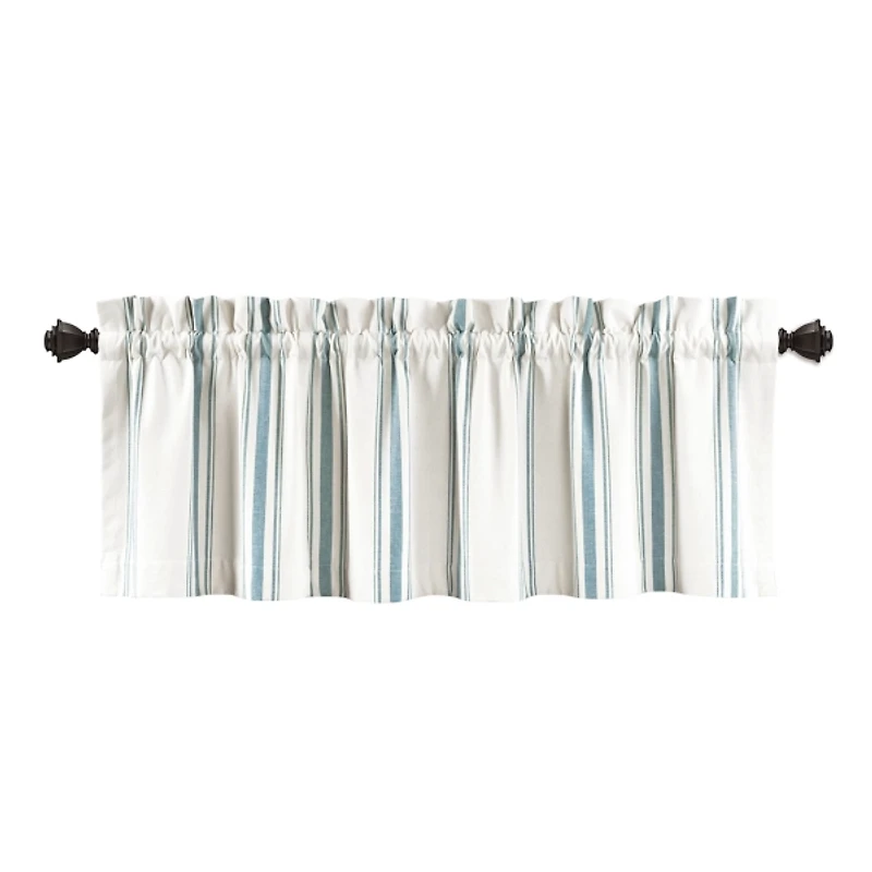 Blue and White Farmhouse Stripe Valance