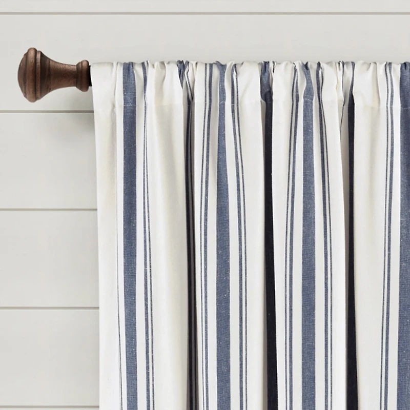 Navy Farmhouse Stripe Curtain Panels, Set of 2