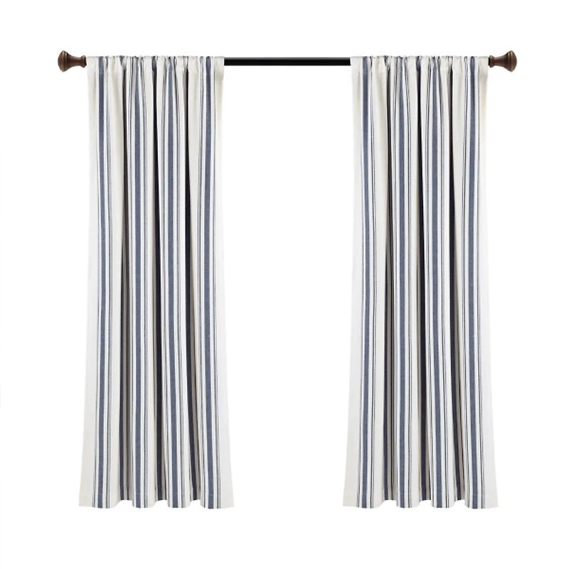 Navy Farmhouse Stripe Curtain Panels, Set of 2