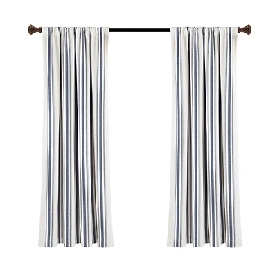 Navy Farmhouse Stripe Curtain Panels, Set of 2