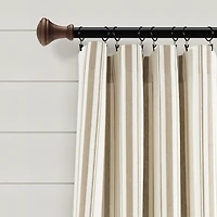 Tan Stripe Farmhouse Curtain Panel Set, 95 in.