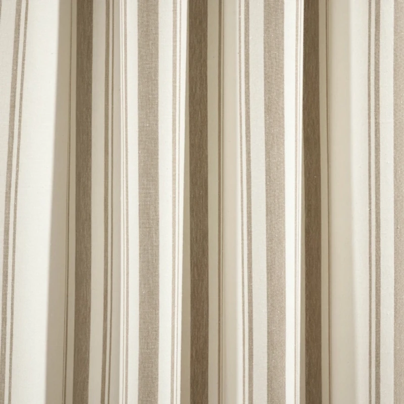 Tan Stripe Farmhouse Curtain Panel Set, 95 in.