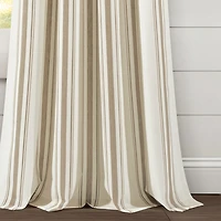 Tan Stripe Farmhouse Curtain Panel Set, 95 in.